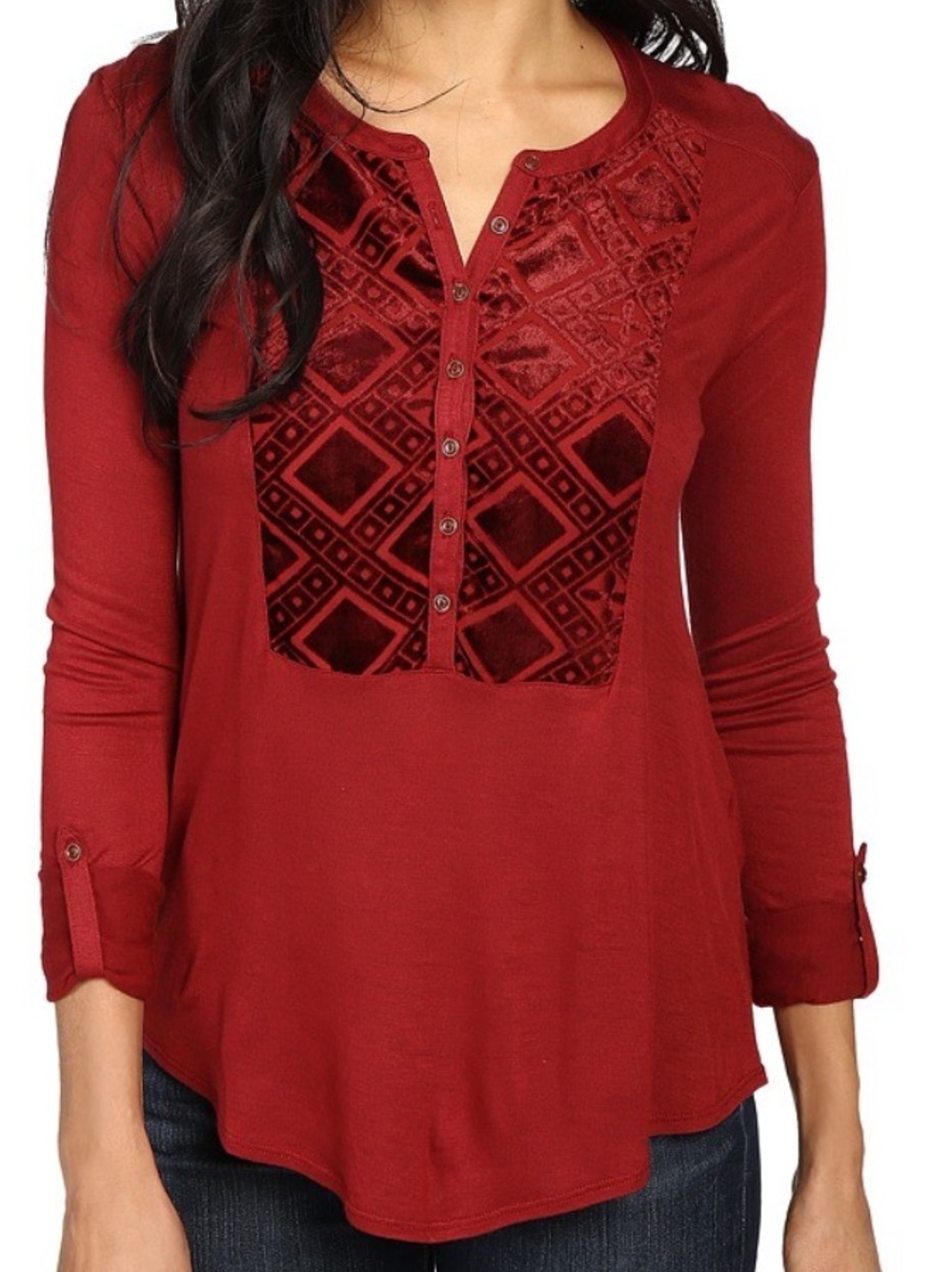 Lucky Brand Women's Long-Sleeve Henley Top EUC - size small